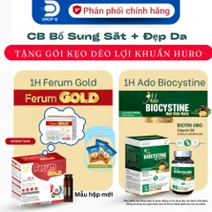 (Chính hãng) CB bổ sung Sắt và Đẹp da, móng, tóc [TPBVSK Ferum Gold + TPBVSK AdoBiocystine] - 2Hx30v