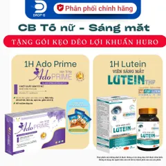 (Chính Hãng) Combo Nội Tiết Tố Nữ, Sáng Mắt [1H TPBVSK Ado Prime Tím + 1H TPBVSK Lutein] - 2Hx30viên