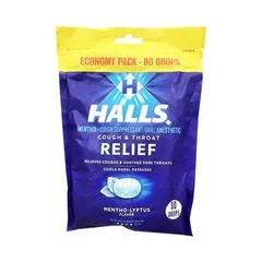 Kẹo Ngậm HALLS Không Đường Vị Bạc Hà - Giảm Ho, Làm Dịu Họng - Thương Hiệu Mondelēz Canada