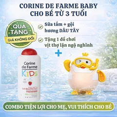 Gel Tắm Gội cho bé 2 trong 1 Corine de Farme Kids Hương Dâu Tây 300ml - Sạch Da, Dưỡng Tóc, Cho Bé Từ 3 Tuổi
