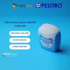 Chỉ nha khoa xỉa răng làm sạch răng Pesitro cuộn 50m hương bạc hà sợi cao cấp chống bám bẩn