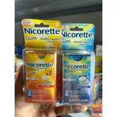 { Hàng Mỹ } Kẹo gum Nicorette 2mg hương trái cây 20 viên 644034
