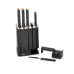 Bộ 5 dao kèm hộp đựng tích hợp mài dao ceramic 2 lưỡi thô & mịn Joseph Joseph SlimBlock 10537