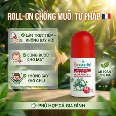 Lăn Chống Muỗi Cho Bé Puressentiel Bite & Sting Repellent Roll-On Face & Body 50ml cho trẻ từ 3 tuổi (sale date 1/2027)