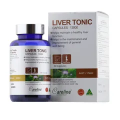 Viên uống Careline Liver Tonic Capsules 13000, một loại thực phẩm chức năng hỗ trợ sức khỏe gan từ Úc.