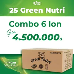 Sữa Hạt Ngũ Cốc 25 Green Nutri - Chứa Tảo Xoắn Spirulina, Thực Phẩm Lành Mạnh, Thuần Chay, Tốt Cho Sức Khỏe, Combo 6 Lon 750Gr