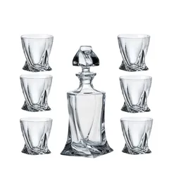Bộ bình rượu 400ml + 6 cốc pha lê Bohemia Quadro 55ml