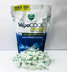 Kẹo ngậm thông cổ Vicks VapoCool Severe WinterFrost 200 Drops