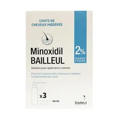 Set 3 Lọ Xịt Mọc Tóc Minoxidil Bailleul Pháp date xa