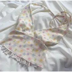 Áo cổ yếm hoa nhí cột nơ cổ, hở lưng, dễ thương mẫu mới 2025 | chất liệu linen xô 100 tự nhiên
