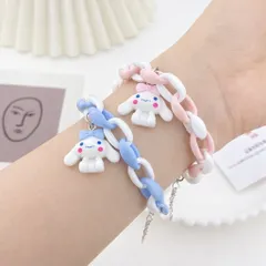 Vòng Tay Xích Nhựa Cinnamoroll Phối Màu Pastel – Lắc Tay Đôi Bạn Thân Phong Cách Y2K Cute.