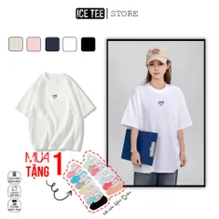 Áo Thun Nữ, Áo Phông Nam Nữ Unisex Tay Lỡ ICETEE Mã i56 Hình in Mini Heart Cute Chất Cotton Form Rộng Phong Cách Ulzzang
