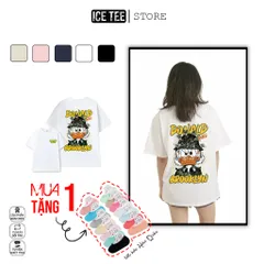 Áo Thun Nữ, Áo Phông Nam Nữ Unisex Tay Lỡ ICETEE Mã i20 Hình in vịt chiến Cute Chất Cotton Form Rộng Phong Cách Ulzzang
