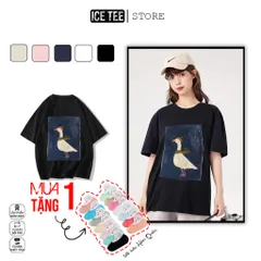Áo Thun Nữ, Áo Phông Nam Nữ Unisex Tay Lỡ ICETEE Mã i57 Hình in vịt con Cute Chất Cotton Form Rộng Phong Cách Ulzzang