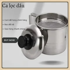 Ca lọc dầu ăn- mỡ inox 304 1,2l- tốt cho sức khỏe ,kèm rây lọc, chống gỉ, an toàn, tiện dụng cho nhà bếp