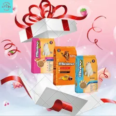 Thức Ăn Hạt Minino Cho Mèo Từ 3 Tháng Tuổi 3 Vị: Cá Hồi 350g - Hải Sản 350g - Cá Ngừ 480g