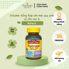 Vitamin Postnatal Multi DHA 60 viên Nature Made - Hỗ trợ phục hồi sức khỏe mẹ sau sinh, tăng cường tiết sữa cho bé