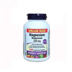 Viên Uống Bổ Sung Magie Webber Naturals Magnesium Bisglycinate 200mg - Hỗ Trợ Sức Khỏe , 120 Viên Chính Hãng