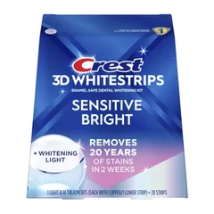 Miếng dán kèm máy chiếu làm trắng răng Crest 3D Whitestrips Sensitive Bright 28 miếng + 1 LED Light 727875