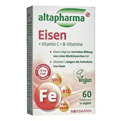 Viên Uống Bổ Sung Sắt Altapharma Eisen - Hỗ Trợ Thiếu Máu, Vitamin C, B2, B6, B12, Hộp 60 Viên
