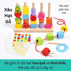 Đồ Chơi Xâu Hạt Montessori Cho Bé Giáo Dục Sớm Khả Năng Nhận Diện Màu Sắc Và Hình Khối