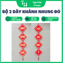 Bộ 2 dây khánh nhung đỏ treo tết size to (TH143)