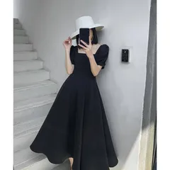 Váy Xòe Tay Bồng Công Chúa Đen Thời Trang Phong Cách Hàn Quốc Xuân Hè