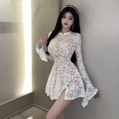 Váy ngủ ren hoa xuyên thấu buộc dây lưng sexy gợi cảm quyến rũ mã 257 cho nữ