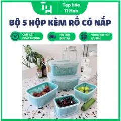 Bộ 5 hộp kèm rổ có nắp hút chân không (TH188)