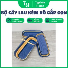 Bộ Cây Lau Kèm Xô Gấp Gọn Silicon Tặng Kèm 2 Bông Lau (TH247)
