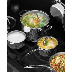 Bộ nồi inox Ciwete SS0101-10PC set 6 món Hàng Mỹ