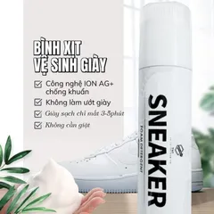 Chai Vệ Sinh Giày, Bình Xịt Tạo Bọt Tuyết Sneaker Làm Sạch Và Tẩy Trắng Giày Dép + Đầu Bàn Chải 300ml