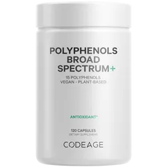(Nhập Khẩu) Viên Uống Chống Nắng Polyphenols Broad Spectrum Codeage - Giúp Bảo Vệ Da, Chống Oxy Hóa, Không GMO, Vegan, 120 Viên