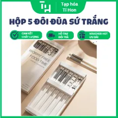 Hộp 5 đôi đũa sứ trắng phong cách Nhật Bản (TH303)