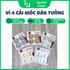 Vỉ 4 cái móc dán tường hình quả táo siêu dính siêu chắc (Màu ngẫu nhiên) (TH338)