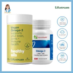 Combo viên uống dầu cá omega3 không chay & thuần chay Vegan Omega-3 New Zealand 45 viên/ 100 viên