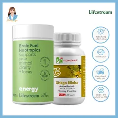Combo viên uống bổ não, tăng cường tập trung, tỉnh táo Ginkgo Biloba & Brain Fuel Nootropics 60/100v 739547