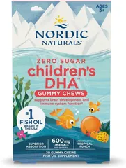 Kẹo Nhai DHA Cho Bé Nordic Naturals Zero Sugar Children’s DHA Gummy Chews 600mg Omega-3 30 Viên.