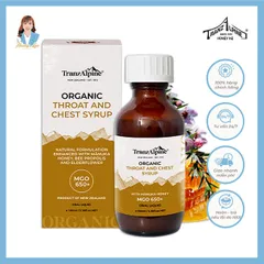 Siro ho, đau rát họng MGO650+ New Zealand TranzAlpine Organic Throat And Chest Syrup 100ml