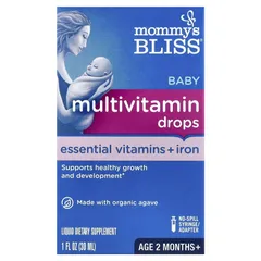 Vitamin tổng hợp cho bé + Sắt của Mommy's Bliss, từ 2 tháng tuổi trở lên, hương nho, 1 fl oz (30 ml)