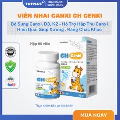 GH Genki - Viên Nhai Bổ Sung Canxi D3K2 Nhật Bản, Hỗ Trợ Phát Triển Chiều Cao Tối Ưu Cho Trẻ - Hộp 90 Viên