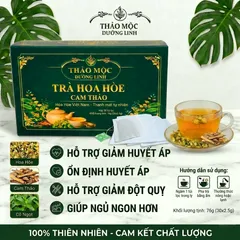 Trà Hoa Hòe Cam Thảo - Trà Túi Lọc Cao Cấp Hỗ Trợ Huyết Áp Cao, Thanh Nhiệt, Ngủ Ngon [Hộp 30 Gói]