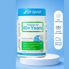 [Nhập khẩu] Men vi sinh Life Space 60+ hỗ trợ tốt cho tiêu hóa và tăng cường sức đề kháng cho người từ 60 tuổi trở lên (Lọ 60 viên)