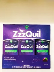 hỗ trợ giấc ngủ ban đêm Vicks Nyquil ZzzQuil Nighttime Sleep Aid 354ml x3 (Warming Berry)