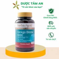 [Nhập khẩu] Thực phẩm bảo vệ sức khỏe Herbs of Gold Ginkgo Biloba 6000 (60 viên)