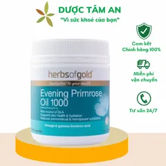 [Nhập khẩu] Thực phẩm bảo vệ sức khỏe Herbs of Gold Evening Primrose Oil 1000 hỗ trợ làm đẹp da, cân bằng nội tiết (200 viên)