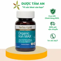 [ Nhập khẩu] Viên uống Herbs of Gold Organic Iron MAX Bổ Sung Sắt Hữu Cơ (Lọ 30 Viên)