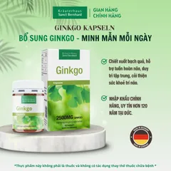 Viên Uống Ginkgo Kapseln 60 viên - Tăng Cường Trí Nhớ, Hỗ Trợ Lưu Thông Máu Lên Não - Thương Hiệu Sanct Bernhard