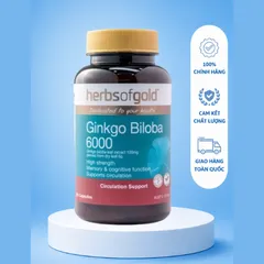 [ Nhập khẩu] Viên Uống Herbs of Gold Ginkgo Biloba 6000 Hỗ Trợ Tăng Cường Trí Nhớ (60 viên)