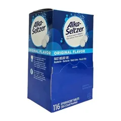Hộp 116 viên sủi giảm đau hạ sốt Alka Seltzer Buffered Aspirin Pain Fever hàng chuẩn Mỹ